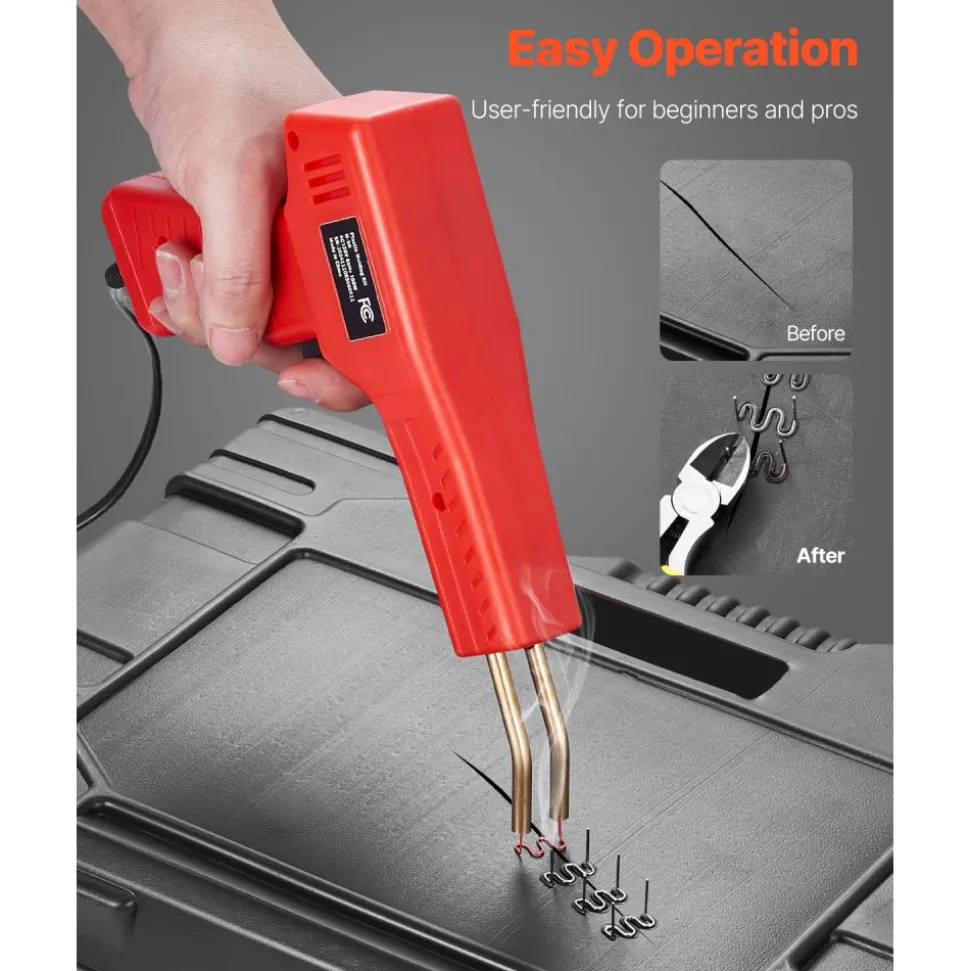 VEVOR Plastic Welder, 100W Plastic Welding Gun with 800PCS Hot Staples, Professional Hot Staple Welding Gun, Plastic Car Bumper Repair Kit with LED Light for Kayak, Toys, Plastic Crack Repair