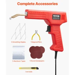 VEVOR Plastic Welder, 100W Plastic Welding Gun with 800PCS Hot Staples, Professional Hot Staple Welding Gun, Plastic Car Bumper Repair Kit with LED Light for Kayak, Toys, Plastic Crack Repair