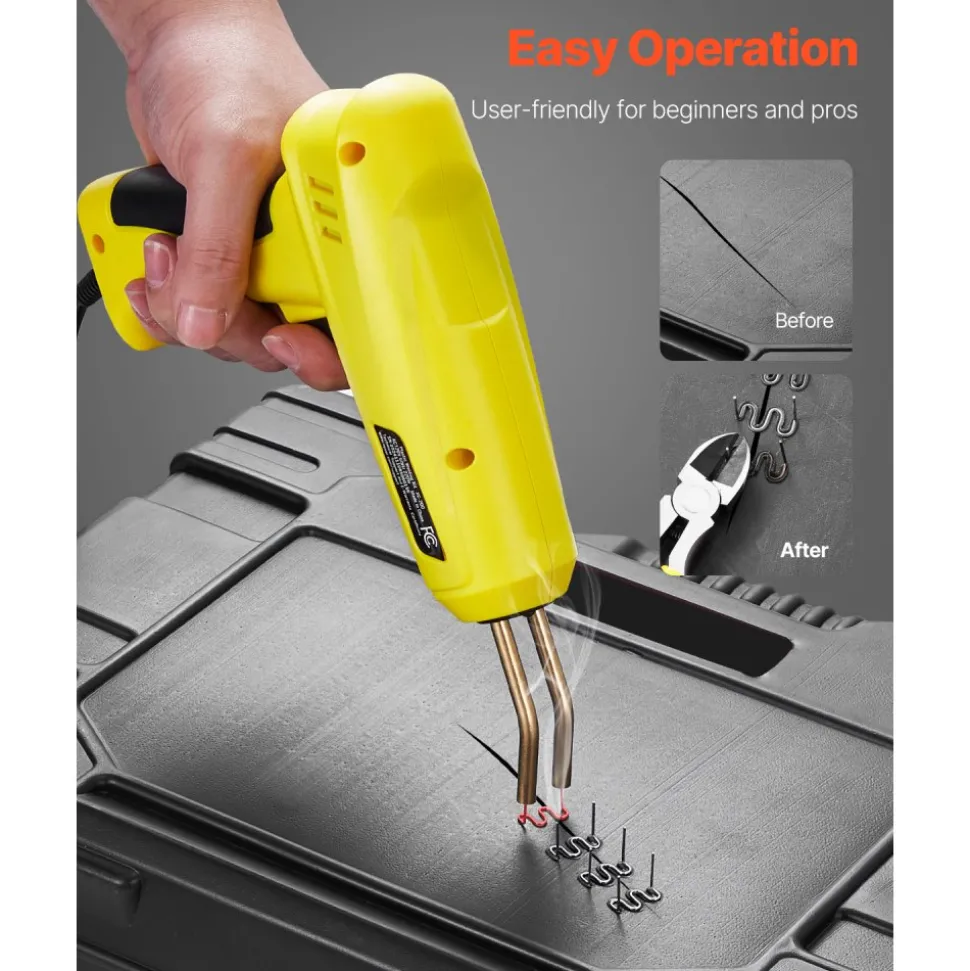 VEVOR Plastic Welding Kit, 220W Plastic Welder Gun with 1200PCS Hot Staples & 76PCS Welding Rods, Professional Hot Staple Welding Gun with LED Light, Carrying Case for Kayak, Toys, Car Bumper Repair