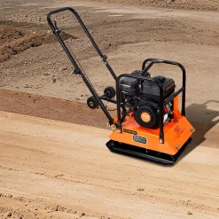 VEVOR Plate Compactor, 6.5 HP 196CC Gas Engine, 5700 VPM Vibrating Ground Rammer, 4047 lbs Compaction Force, 21 x 16 in Plate, Walk Behind Compactor for Paver Landscaping, Asphalt, Foundation, Soil