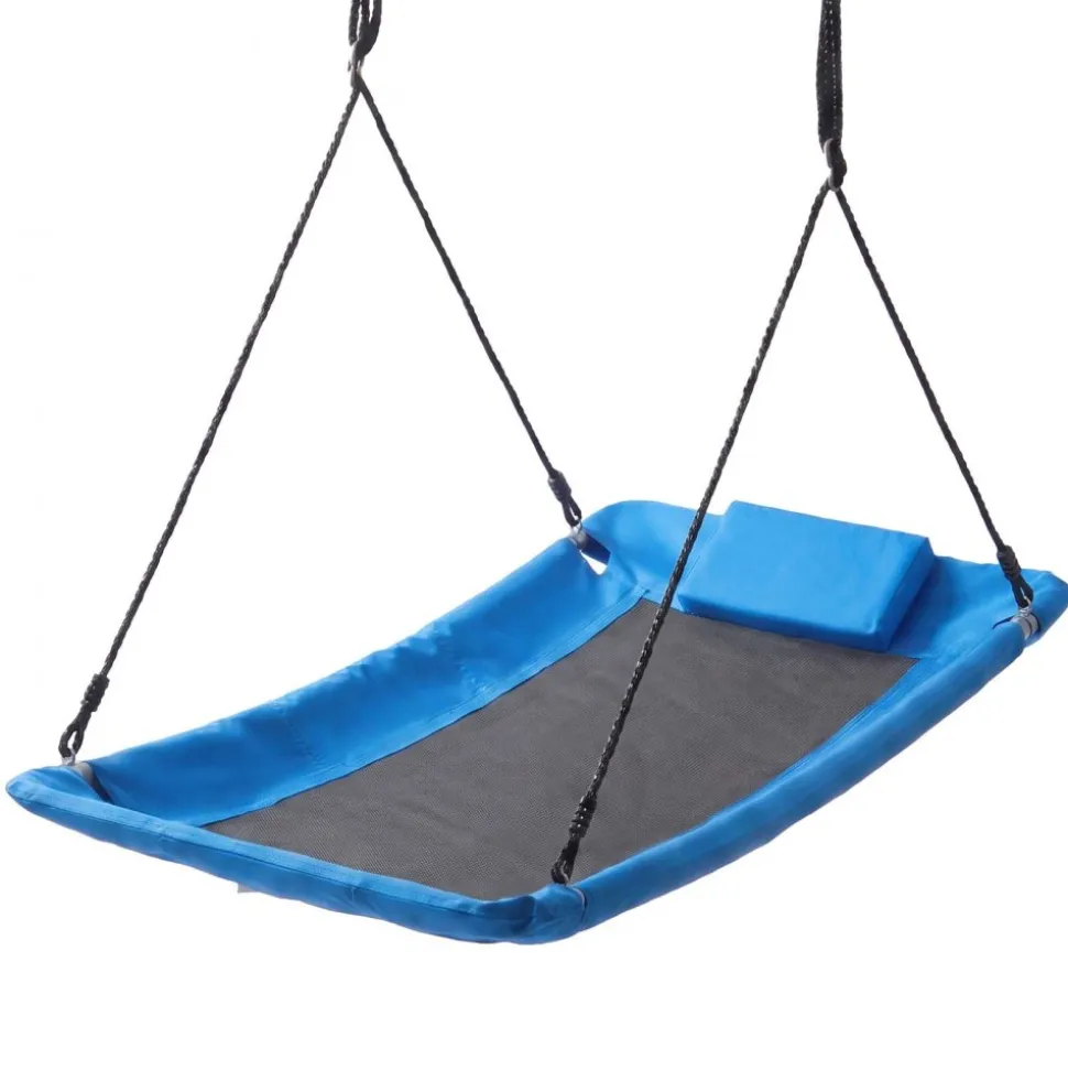 VEVOR Platform Tree Swing for Kids and Adults 700 lbs 60" Rectangle Blue, for Backyard Outdoor & Indoor, 900D Oxford Fabric Giant Seat with 2 Hanging Straps, Adjustable Ropes and Curved Edge Design