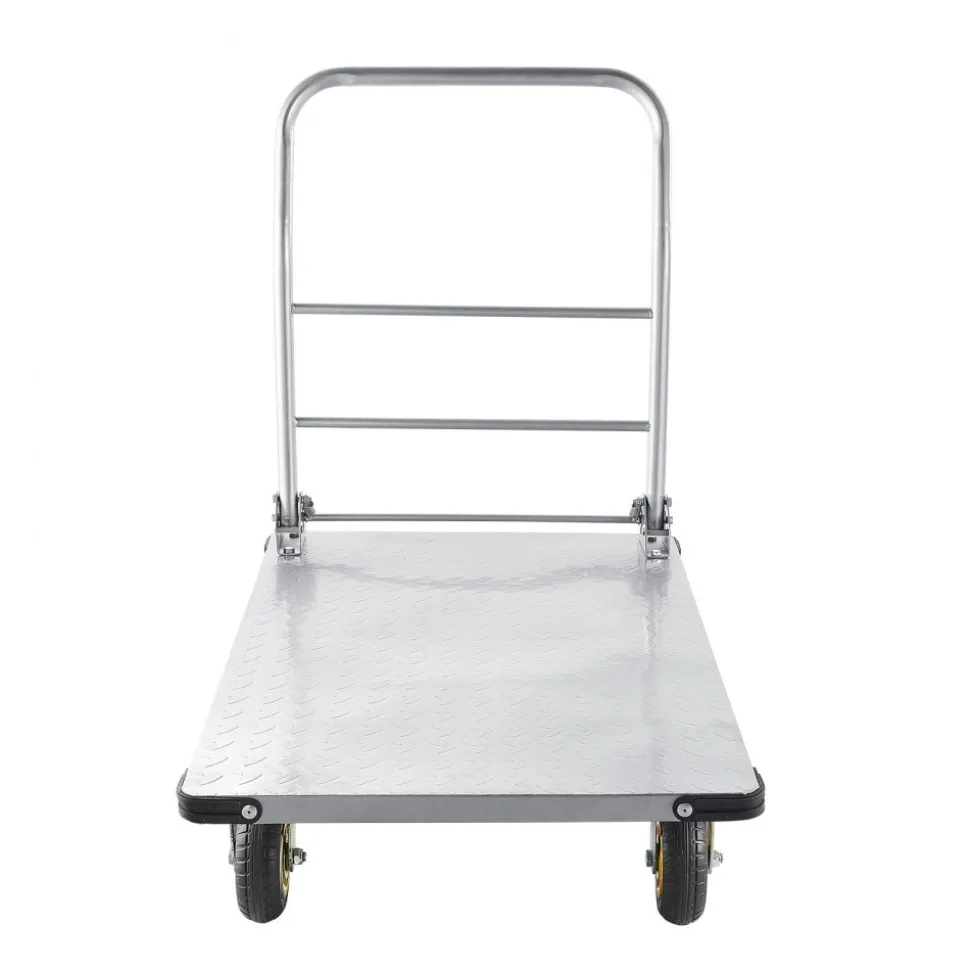 VEVOR Platform Truck, 2000 lbs Capacity, Heavy Duty Steel Flatbed Cart with Swivel Wheels and Handle, Foldable Platform Hand Push Truck Dolly, for Groceries, Garage, Warehouse, 35.4 x 23.6 x 35.4 in
