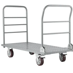 VEVOR Platform Truck, 2650 lbs Capacity, Heavy Duty Flatbed Cart Dolly with Detachable Guardrail and Swivel Wheels, Foldable Hand Push Truck Cart, for Groceries, Garage, Warehouse, 48 x 24 x 36.2 in