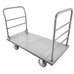 VEVOR Platform Truck, 2650 lbs Capacity, Heavy Duty Flatbed Cart Dolly with Detachable Guardrail and Swivel Wheels, Foldable Hand Push Truck Cart, for Groceries, Garage, Warehouse, 48 x 24 x 36.2 in