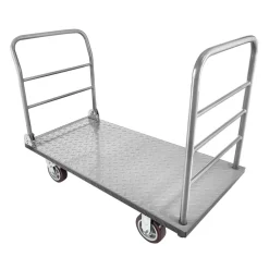 VEVOR Platform Truck, 2650 lbs Capacity, Heavy Duty Flatbed Cart Dolly with Detachable Guardrail and Swivel Wheels, Foldable Hand Push Truck Cart, for Groceries, Garage, Warehouse, 48 x 24 x 36.2 in