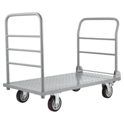 VEVOR Platform Truck, 2650 lbs Capacity, Heavy Duty Flatbed Cart Dolly with Detachable Guardrail and Swivel Wheels, Foldable Hand Push Truck Cart, for Groceries, Garage, Warehouse, 48 x 24 x 36.2 in
