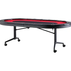 VEVOR 10 Player Foldable Poker Table, Blackjack Texas Holdem Poker Table with Padded Rails and Stainless Steel Cup Holders, Portable Folding Card Board Game Table, 90