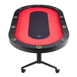 VEVOR 10 Player Foldable Poker Table, Blackjack Texas Holdem Poker Table with Padded Rails and Stainless Steel Cup Holders, Portable Folding Card Board Game Table, 90