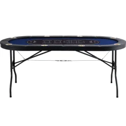 VEVOR 8 Player Foldable Poker Table, Blackjack Texas Holdem Poker Table with Padded Rails and Stainless Steel Cup Holders, Portable Folding Card Board Game Table, 72