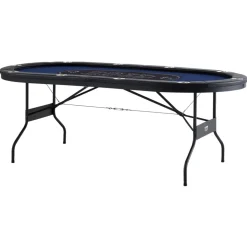 VEVOR 10 Player Foldable Poker Table, Blackjack Texas Holdem Poker Table with Padded Rails and Stainless Steel Cup Holders, Portable Folding Card Board Game Table, 84