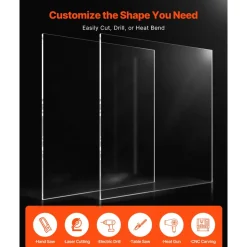 VEVOR Plexiglass Acrylic Sheet, 2-Pack Plastic Sheets, 24 x 36 Inch 1/4 Inch Thick Clear Plastic Cast Transparent Glass for Crafting Projects, Replacement Picture Frame Glass, DIY Display, Easy to Cut