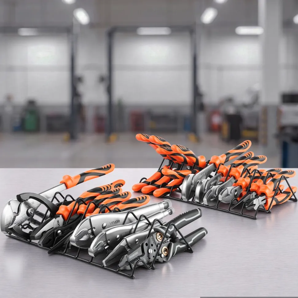 VEVOR Pliers Set 20-Piece Utility Set Polished Carbon Steel Jaw Hand Tools, For DIY & Home Use, Long Nose, Locking, Diagonal, Groove Joint, Snap Ring, Slip Joint Pliers, with 2-Pack Organizer Rack