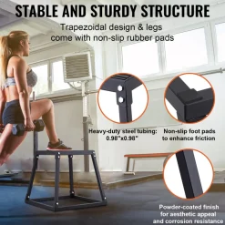 VEVOR Plyometric Jump Boxes, 12/18/24 Inch Plyo Box, Platform and Jumping Agility Box, Anti-Slip Fitness Exercise Step Up Box Set for Home Gym Training, Conditioning Strength Training, Black
