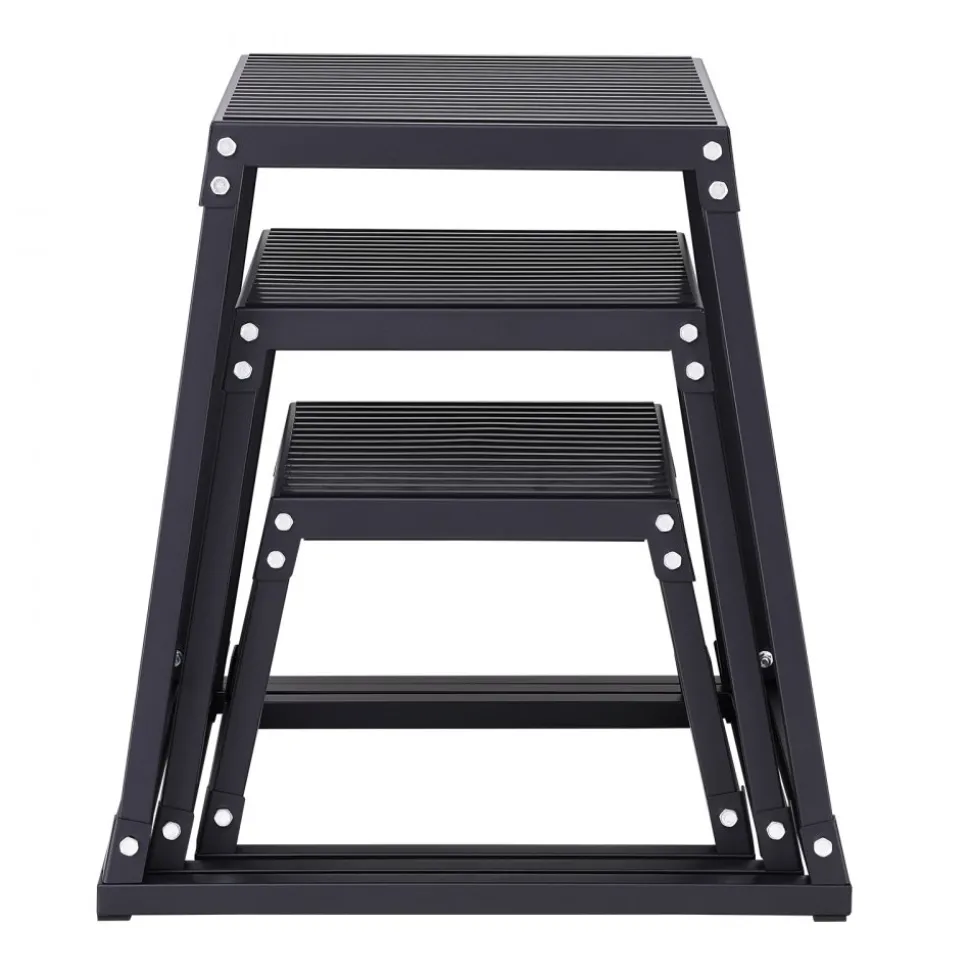 VEVOR Plyometric Jump Boxes, 12/18/24 Inch Plyo Box, Platform and Jumping Agility Box, Anti-Slip Fitness Exercise Step Up Box Set for Home Gym Training, Conditioning Strength Training, Black