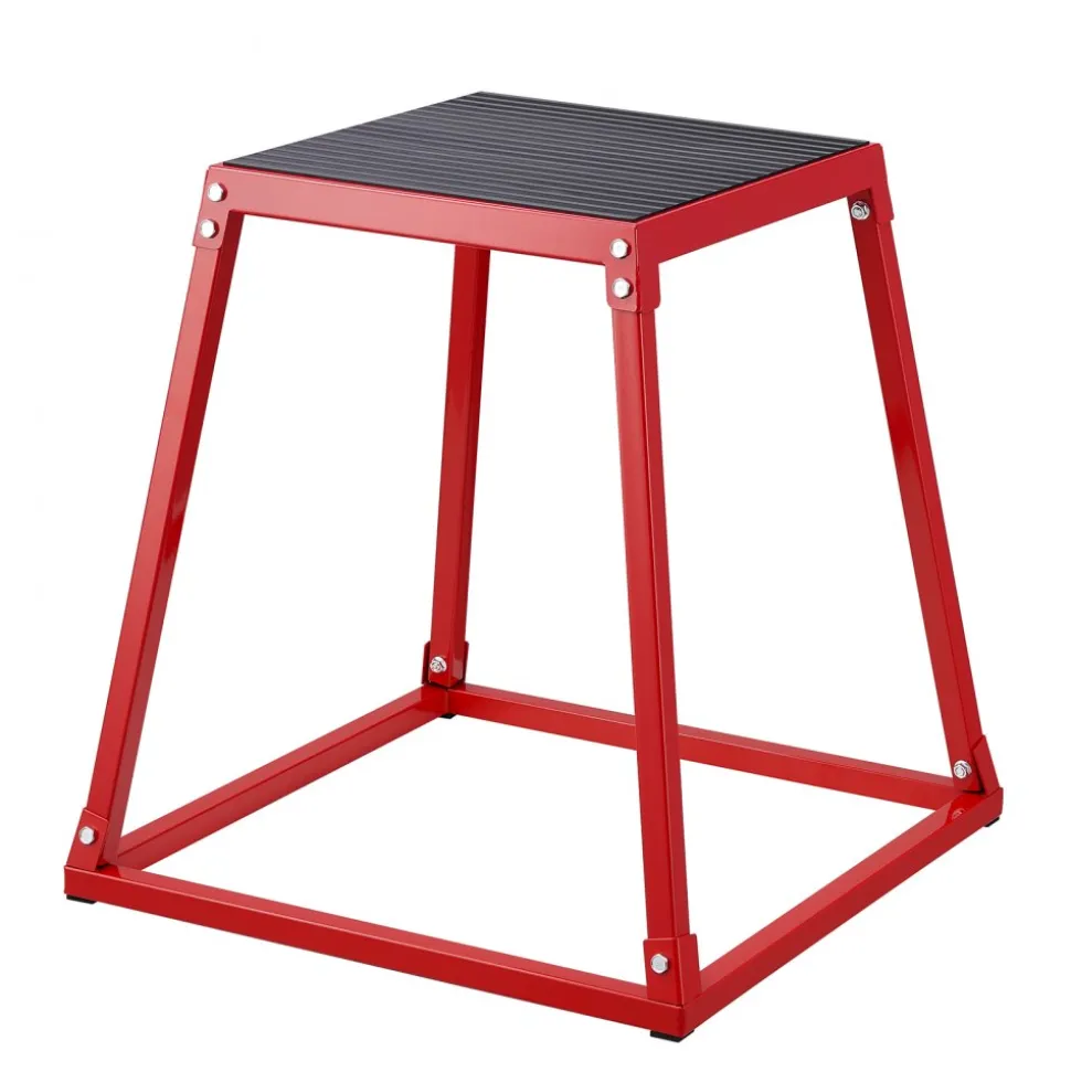 VEVOR Plyometric Jump Boxes, 12/18/24 Inch Plyo Box, Platform and Jumping Agility Box, Anti-Slip Fitness Exercise Step Up Box Set for Home Gym Training, Conditioning Strength Training, Red