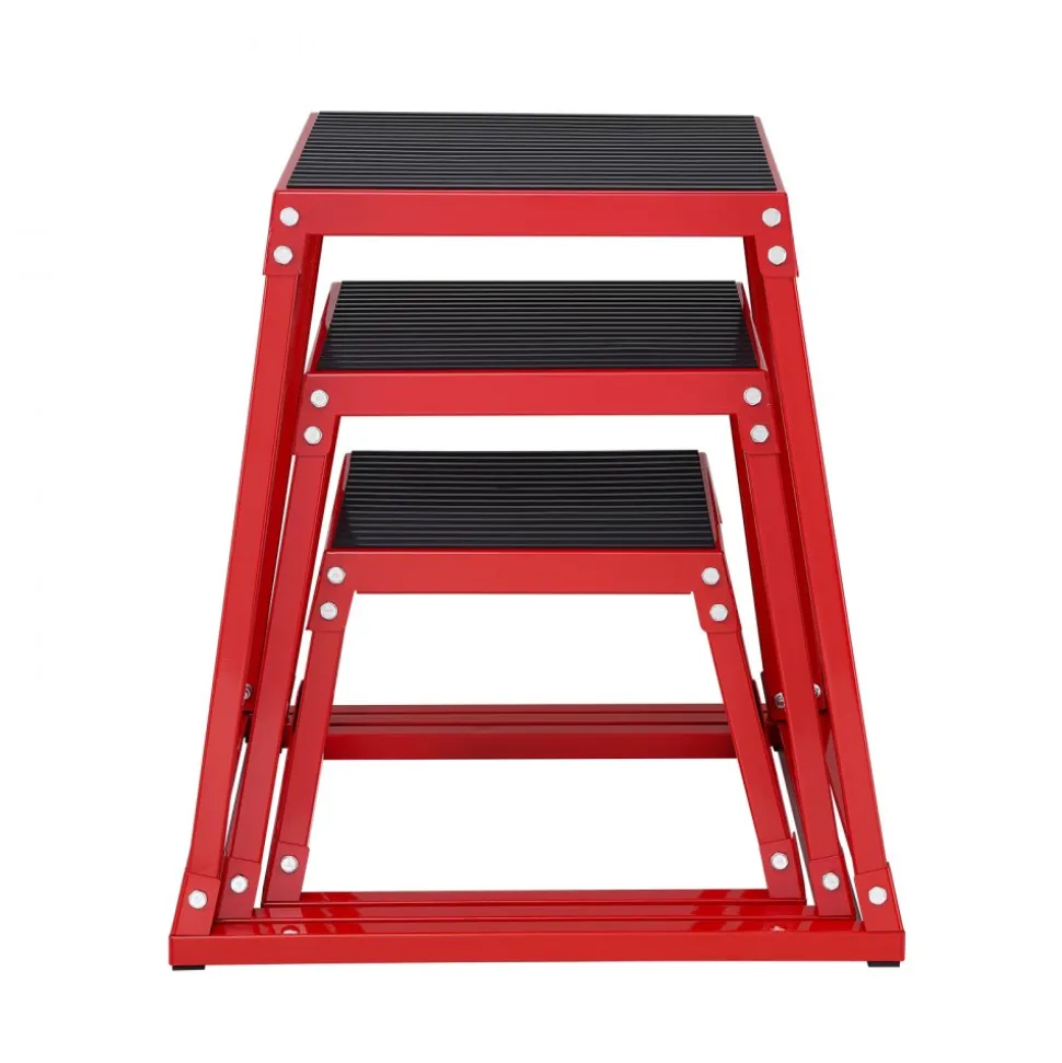 VEVOR Plyometric Jump Boxes, 12/18/24 Inch Plyo Box, Platform and Jumping Agility Box, Anti-Slip Fitness Exercise Step Up Box Set for Home Gym Training, Conditioning Strength Training, Red