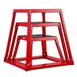 VEVOR Plyometric Jump Boxes, 12/18/24 Inch Plyo Box, Platform and Jumping Agility Box, Anti-Slip Fitness Exercise Step Up Box Set for Home Gym Training, Conditioning Strength Training, Red