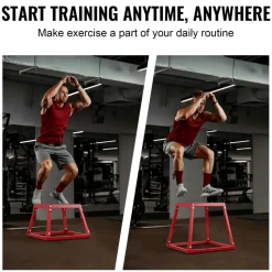 VEVOR Plyometric Jump Boxes, 12/18/24 Inch Plyo Box, Platform and Jumping Agility Box, Anti-Slip Fitness Exercise Step Up Box Set for Home Gym Training, Conditioning Strength Training, Red