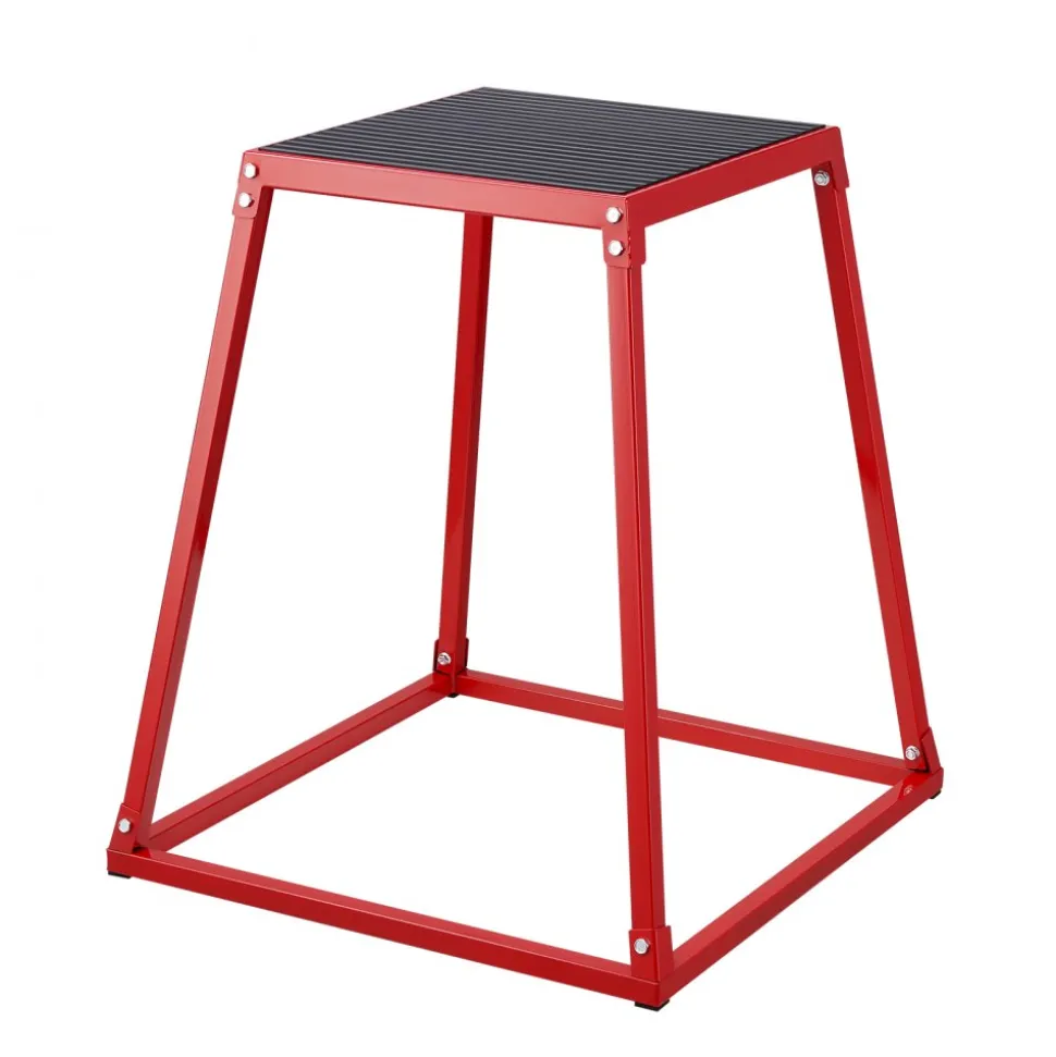 VEVOR Plyometric Jump Boxes, 12/18/24/30 Inch Plyo Box, Platform and Jumping Agility Box, Anti-Slip Fitness Exercise Step Up Box Set for Home Gym Training, Conditioning Strength Training, Red
