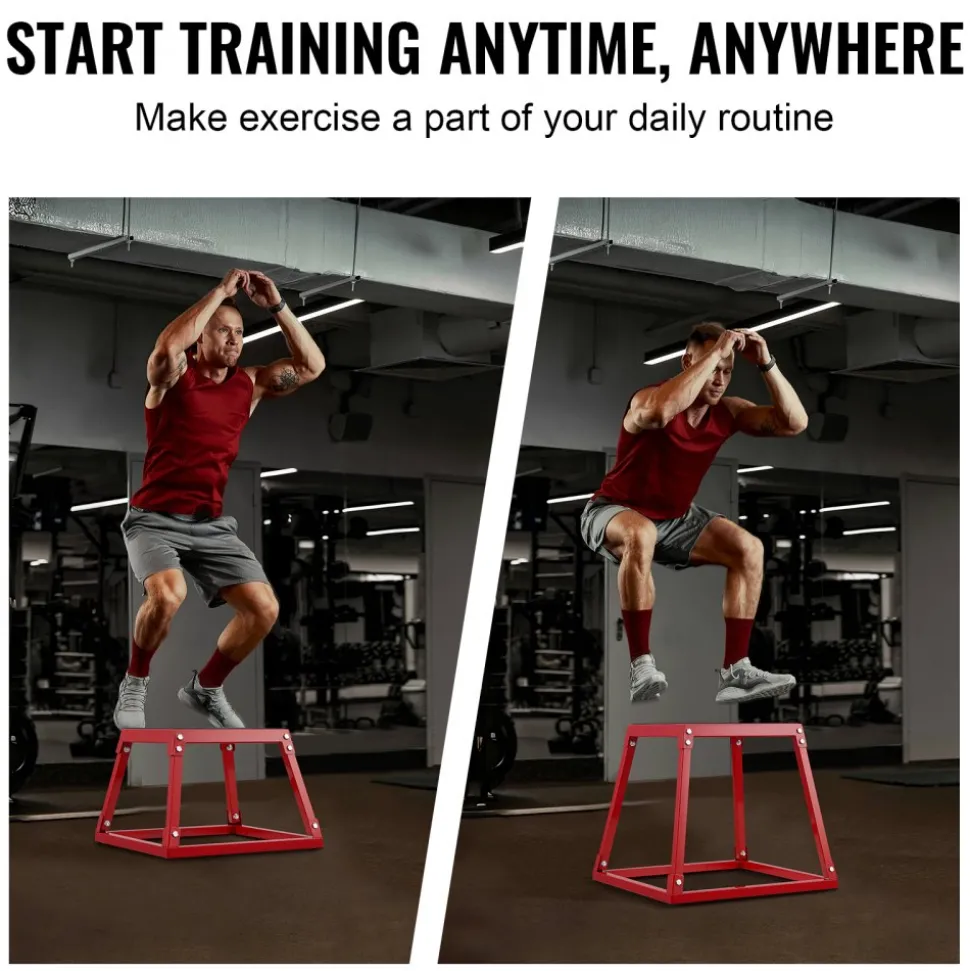 VEVOR Plyometric Jump Boxes, 12/18/24/30 Inch Plyo Box, Platform and Jumping Agility Box, Anti-Slip Fitness Exercise Step Up Box Set for Home Gym Training, Conditioning Strength Training, Red