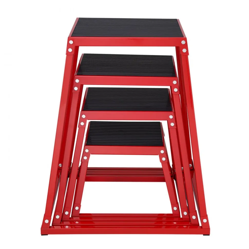 VEVOR Plyometric Jump Boxes, 12/18/24/30 Inch Plyo Box, Platform and Jumping Agility Box, Anti-Slip Fitness Exercise Step Up Box Set for Home Gym Training, Conditioning Strength Training, Red