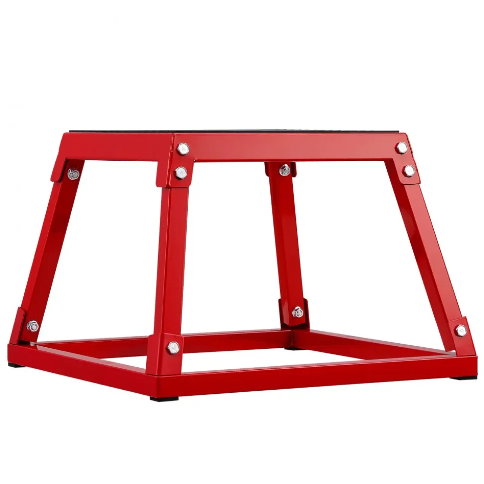 VEVOR Plyometric Jump Box, 12 Inch Plyo Box, Steel Plyometric Platform and Jumping Agility Box, Anti-Slip Fitness Exercise Step Up Box for Home Gym Training, Conditioning Strength Training, Red