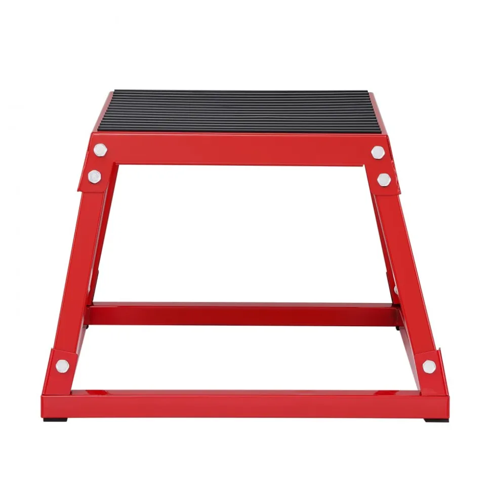 VEVOR Plyometric Jump Box, 12 Inch Plyo Box, Steel Plyometric Platform and Jumping Agility Box, Anti-Slip Fitness Exercise Step Up Box for Home Gym Training, Conditioning Strength Training, Red