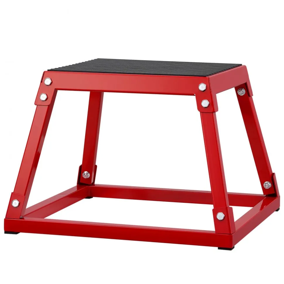 VEVOR Plyometric Jump Box, 12 Inch Plyo Box, Steel Plyometric Platform and Jumping Agility Box, Anti-Slip Fitness Exercise Step Up Box for Home Gym Training, Conditioning Strength Training, Red