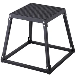 VEVOR Plyometric Jump Box, 18 Inch Plyo Box, Steel Plyometric Platform and Jumping Agility Box, Anti-Slip Fitness Exercise Step Up Box for Home Gym Training, Conditioning Strength Training, Black