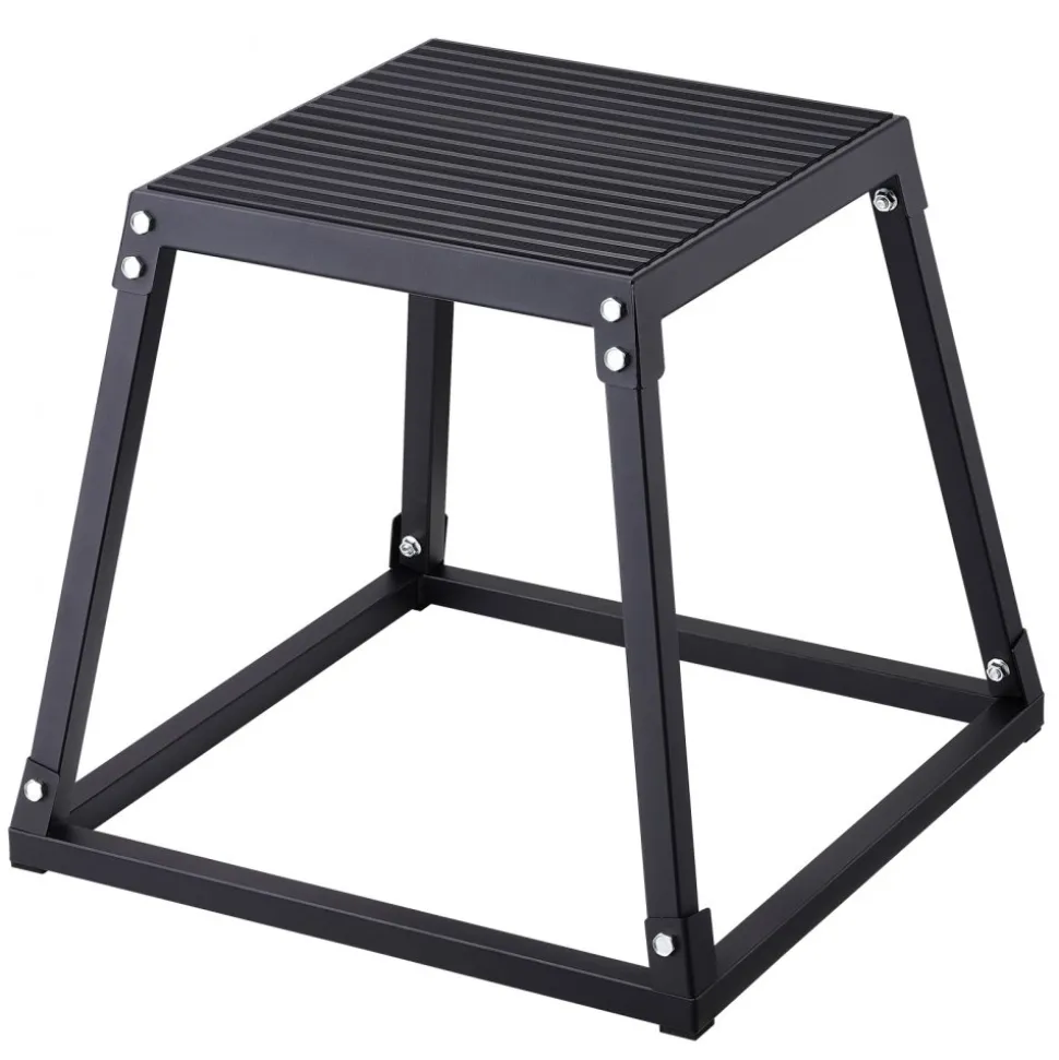 VEVOR Plyometric Jump Box, 18 Inch Plyo Box, Steel Plyometric Platform and Jumping Agility Box, Anti-Slip Fitness Exercise Step Up Box for Home Gym Training, Conditioning Strength Training, Black