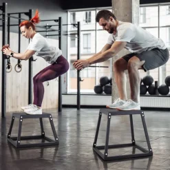 VEVOR Plyometric Jump Box, 18 Inch Plyo Box, Steel Plyometric Platform and Jumping Agility Box, Anti-Slip Fitness Exercise Step Up Box for Home Gym Training, Conditioning Strength Training, Black