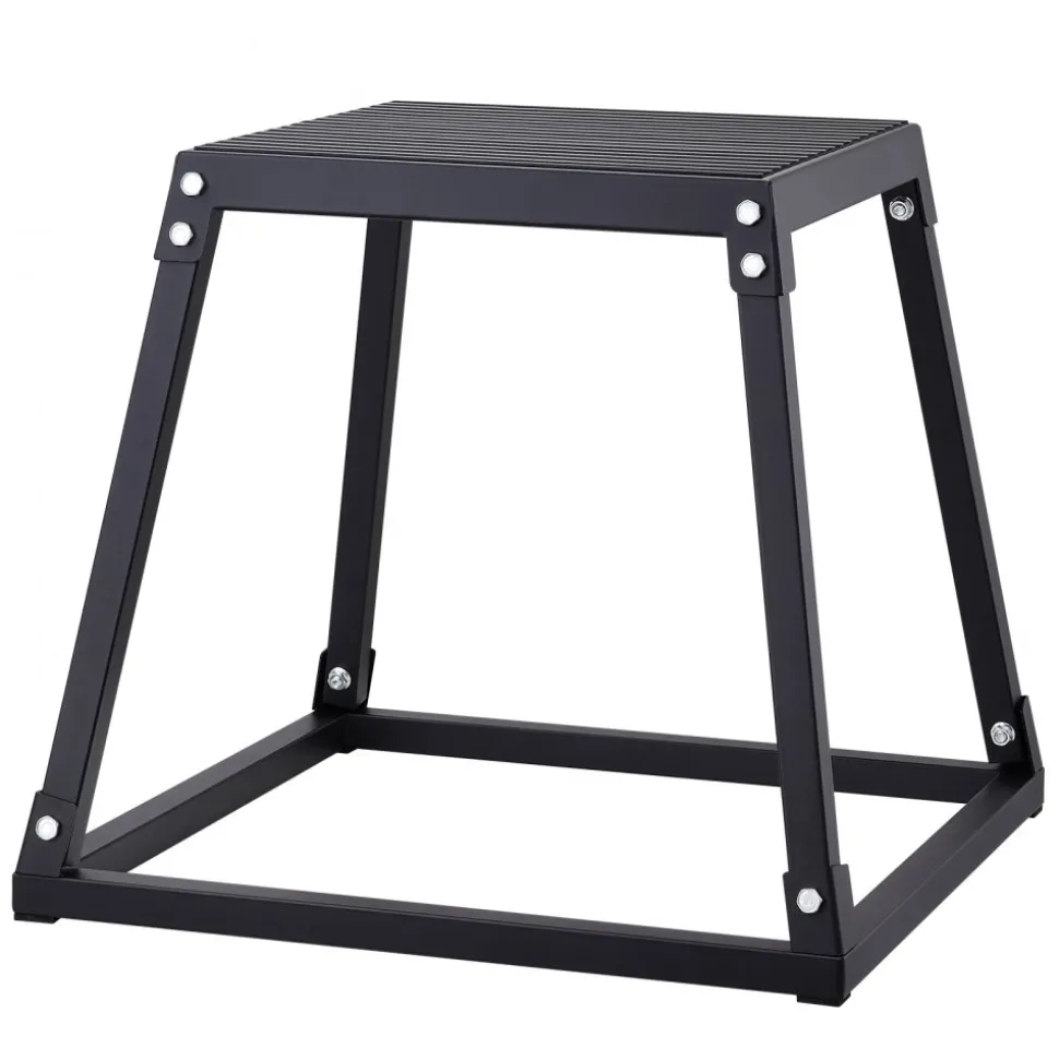 VEVOR Plyometric Jump Box, 18 Inch Plyo Box, Steel Plyometric Platform and Jumping Agility Box, Anti-Slip Fitness Exercise Step Up Box for Home Gym Training, Conditioning Strength Training, Black