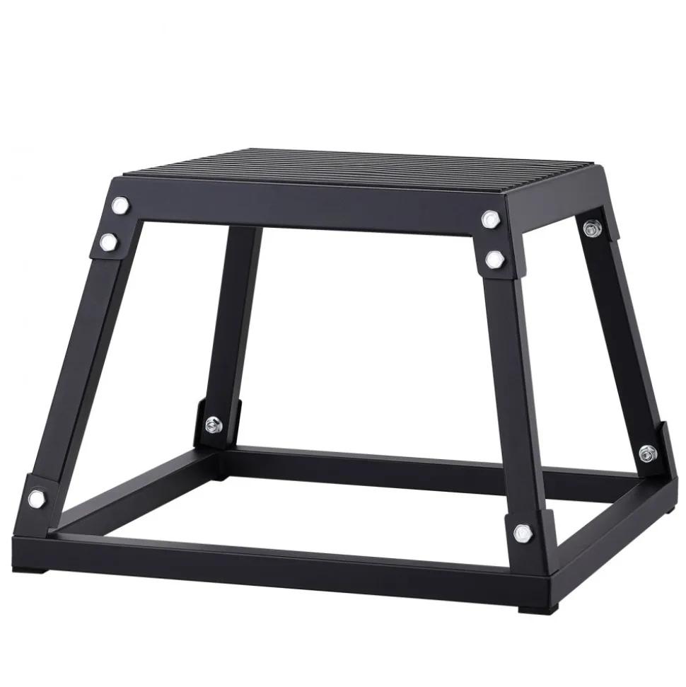 VEVOR Plyometric Jump Box, 12 Inch Plyo Box, Steel Plyometric Platform and Jumping Agility Box, Anti-Slip Fitness Exercise Step Up Box for Home Gym Training, Conditioning Strength Training, Black