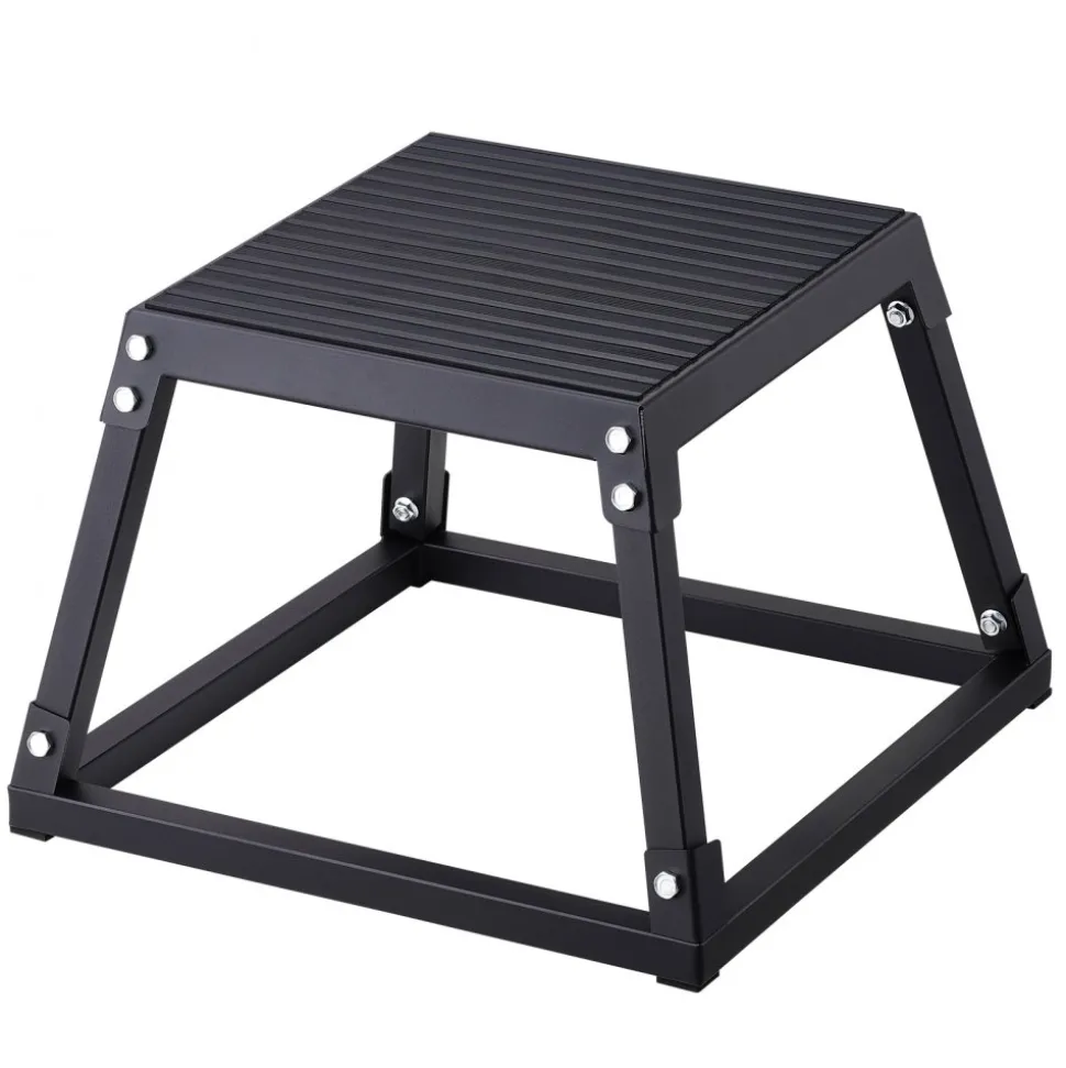 VEVOR Plyometric Jump Box, 12 Inch Plyo Box, Steel Plyometric Platform and Jumping Agility Box, Anti-Slip Fitness Exercise Step Up Box for Home Gym Training, Conditioning Strength Training, Black