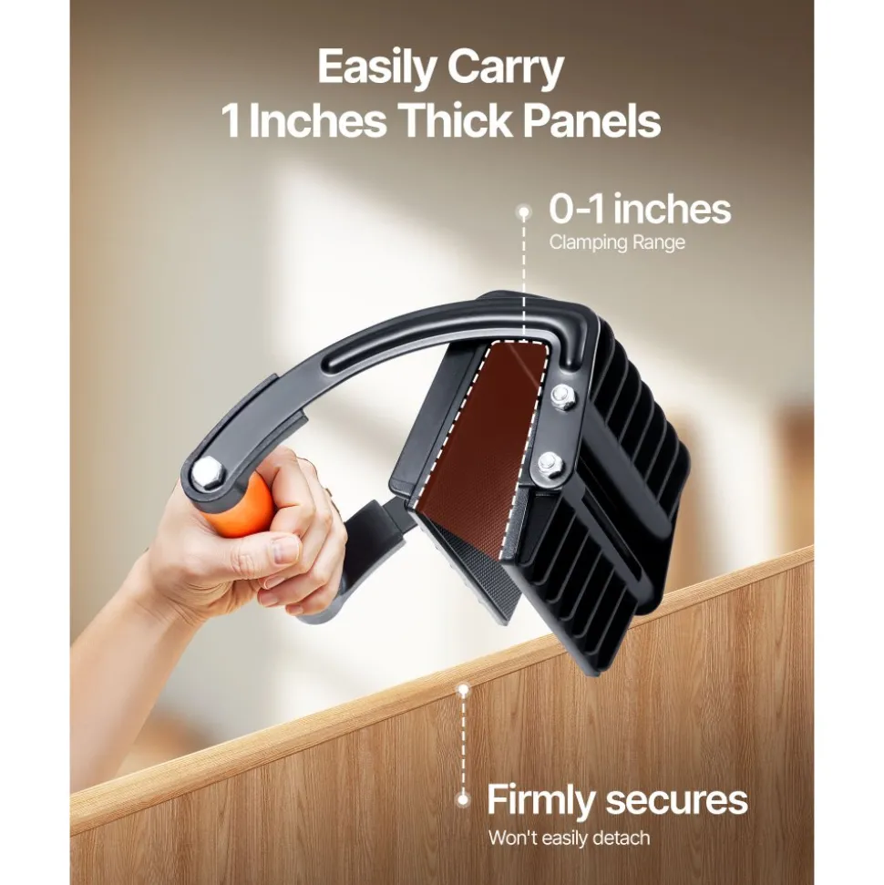 VEVOR Plywood Carrier, 200 lbs Single Clamp Capacity, Adjustable Drywall Carrying Tool for 0-1 Inches Thickness Boards, Plywood Carrier with Non-Slip Grips for Plastic Boards, Plywood, Drywall