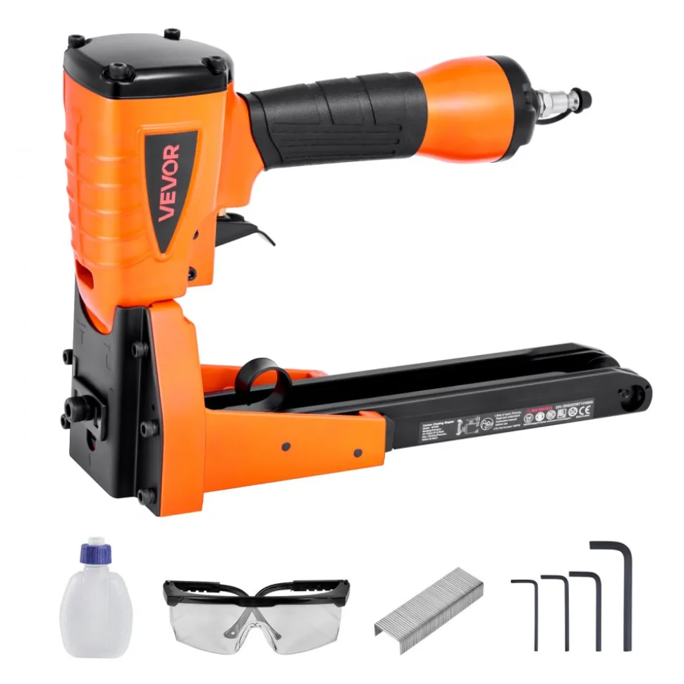 VEVOR Pneumatic Carton Closing Stapler, 13 Gauge Pneumatic Cardboard Staple Gun for 1-3/8 inch Crown 5/8" & 3/4" Length, Depth-Adjustable 70-120 PSI Air Staple Gun for Boxes Carton Closing, Packaging