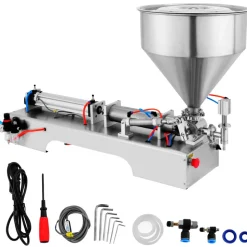 VEVOR Pneumatic Liquid Paste Filling Machine 50-500ML Volume, Horizontal Cream Filling Machine with 30L Hopper, Pneumatic liquid Filling Machine for Water Oil Cream etc