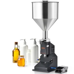 VEVOR Pneumatic Paste Liquid Filling Machine, 5-50ml Bottle Filler, Bottle Filling Machine, Stainless Steel Liquid Filler with Pedal for Milk Water Juice Essential Oil Shampoo Cosmetic Honey Lotion