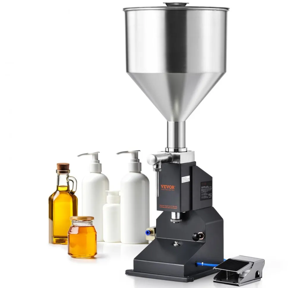 VEVOR Pneumatic Paste Liquid Filling Machine, 5-50ml Bottle Filler, Bottle Filling Machine, Stainless Steel Liquid Filler with Pedal for Milk Water Juice Essential Oil Shampoo Cosmetic Honey Lotion