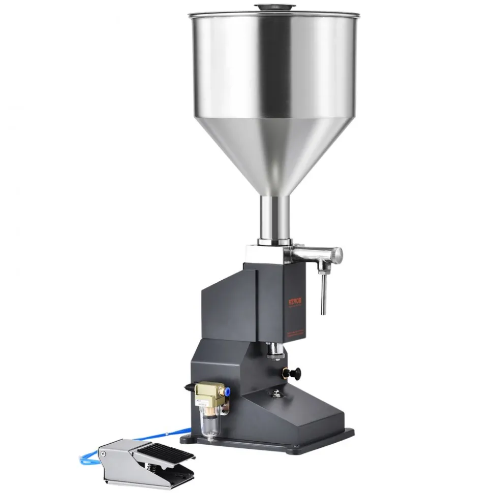 VEVOR Pneumatic Paste Liquid Filling Machine, 5-50ml Bottle Filler, Bottle Filling Machine, Stainless Steel Liquid Filler with Pedal for Milk Water Juice Essential Oil Shampoo Cosmetic Honey Lotion