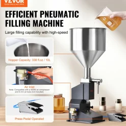 VEVOR Pneumatic Paste Liquid Filling Machine, 5-50ml Bottle Filler, Bottle Filling Machine, Stainless Steel Liquid Filler with Pedal for Milk Water Juice Essential Oil Shampoo Cosmetic Honey Lotion
