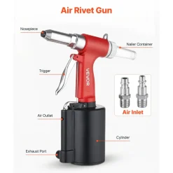 VEVOR Pneumatic Rivet Gun Kit with 3/32