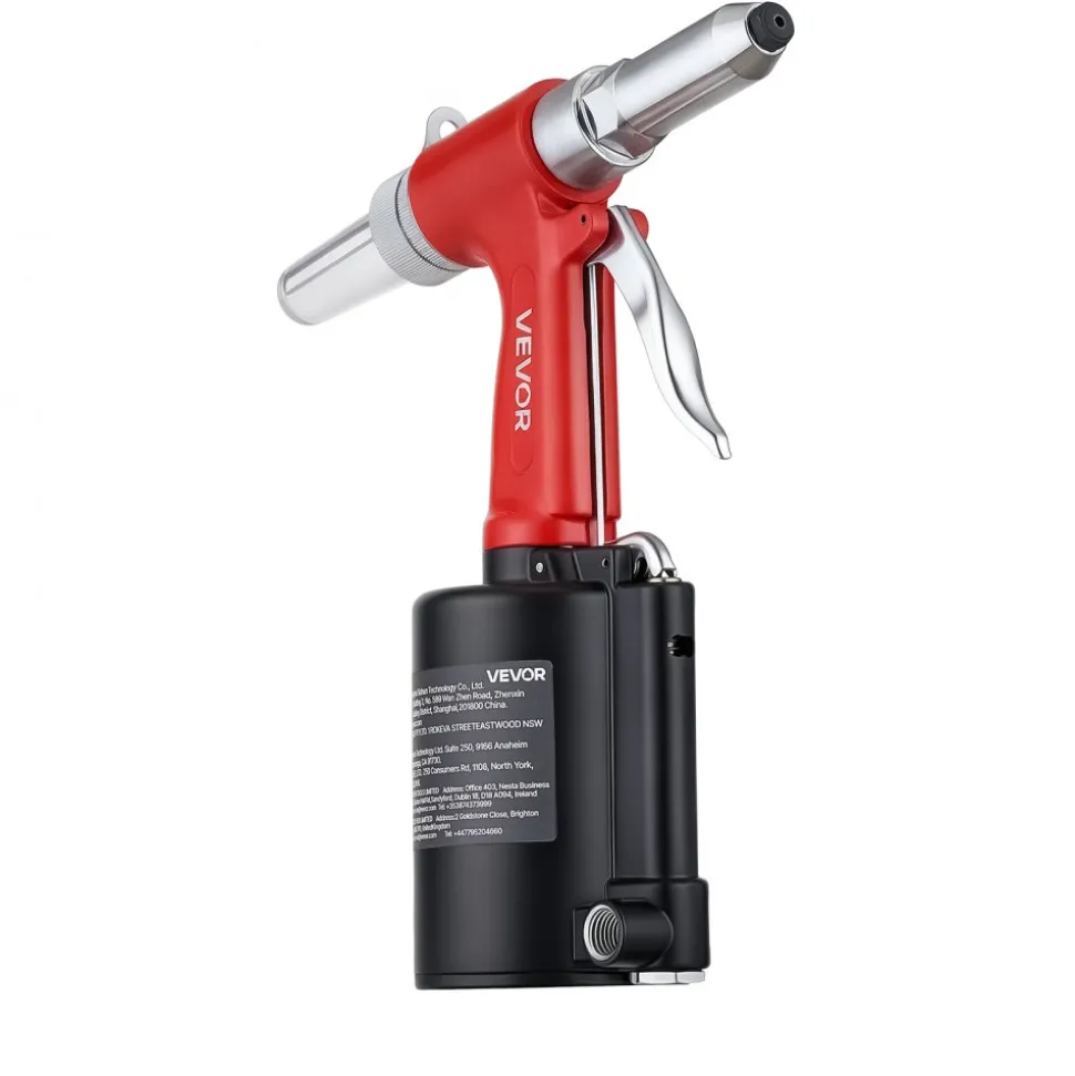 VEVOR Pneumatic Rivet Gun Kit with 3/32" 1/8" 5/32" 3/16" Nosepieces, 2425 LBS Pulling Force, 3-Claw Secure Grip, Air Pop Riveter Tool for Automotive, Construction, Industrial Manufacturing