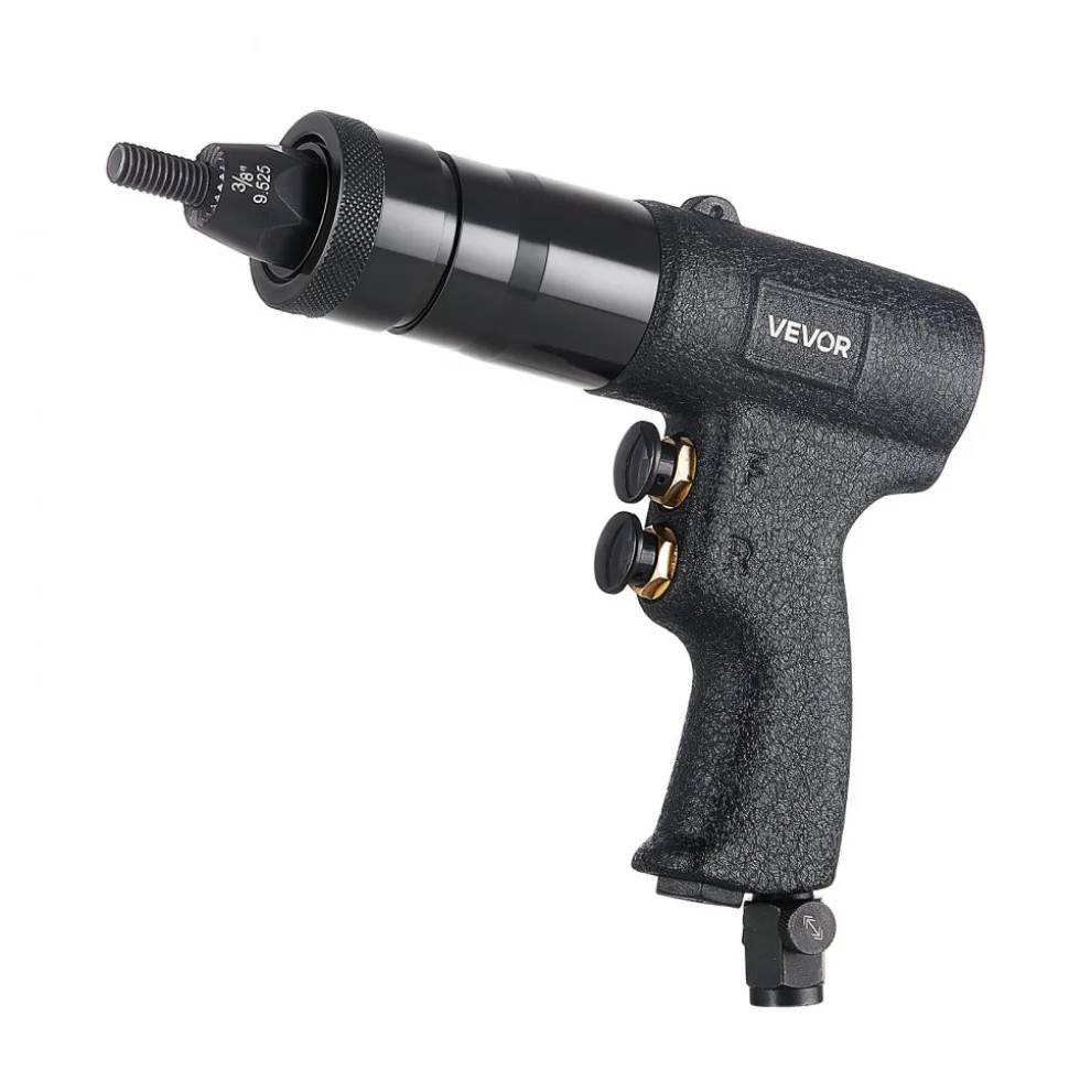 VEVOR Pneumatic Rivet Nut Gun Kit with 1/4" 5/16" 10/24" 3/8" Gun Heads, 20PCS Mandrels, 2500LBS Force, Forward & Reverse Switch, Air Rivet Nut Tool for Auto, Construction, Industrial Manufacturing