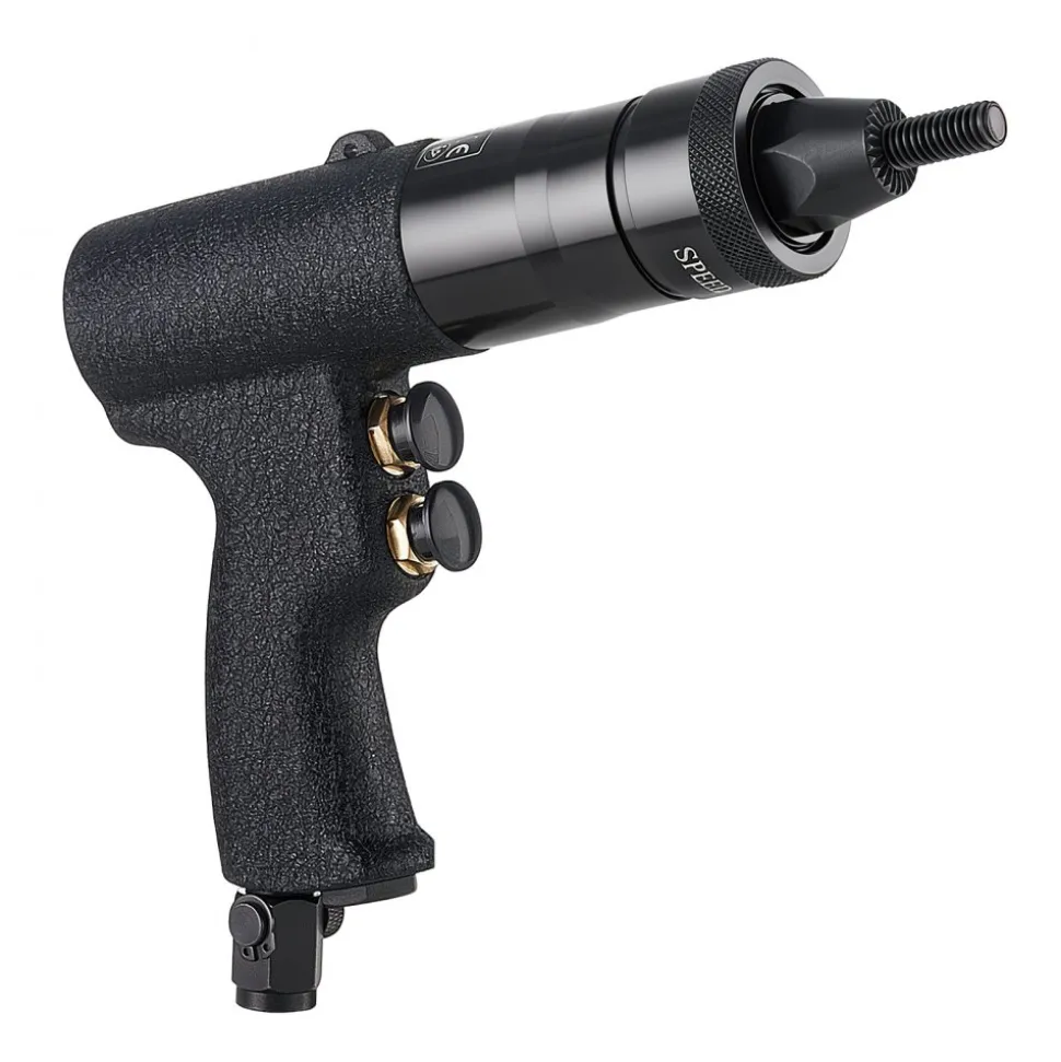 VEVOR Pneumatic Rivet Nut Gun Kit with 1/4" 5/16" 10/24" 3/8" Gun Heads, 20PCS Mandrels, 2500LBS Force, Forward & Reverse Switch, Air Rivet Nut Tool for Auto, Construction, Industrial Manufacturing
