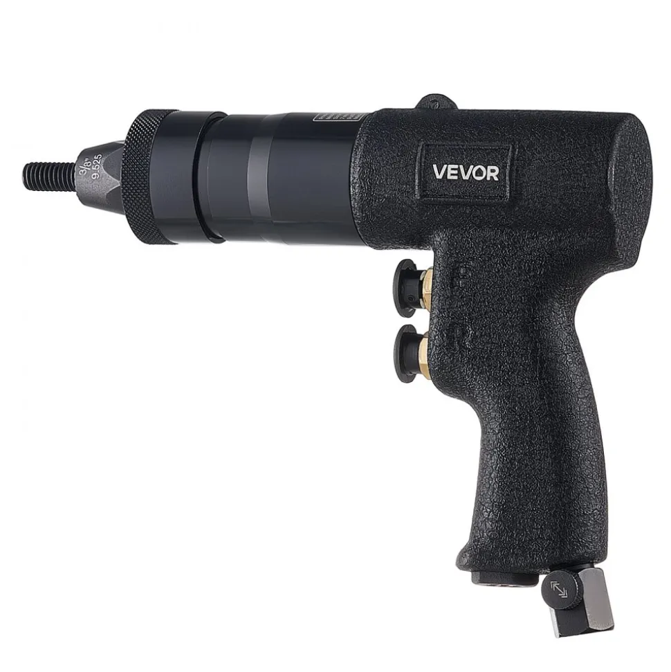 VEVOR Pneumatic Rivet Nut Gun Kit with 1/4" 5/16" 10/24" 3/8" Gun Heads, 20PCS Mandrels, 2500LBS Force, Forward & Reverse Switch, Air Rivet Nut Tool for Auto, Construction, Industrial Manufacturing