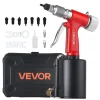 VEVOR Pneumatic Rivet Nut Gun Kit with 8PCS SAE & Metric Gun Heads, M4 M5 M6 M8 M10 1/4" 5/16" 3/8", 2680LBS Force, Air Rivet Nut Tool for Automotive, Construction, Industrial Manufacturing