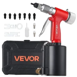 VEVOR Pneumatic Rivet Nut Gun Kit with 8PCS SAE & Metric Gun Heads, M4 M5 M6 M8 M10 1/4" 5/16" 3/8", 2680LBS Force, Air Rivet Nut Tool for Automotive, Construction, Industrial Manufacturing