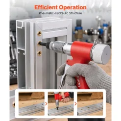 VEVOR Pneumatic Rivet Nut Gun Kit with 8PCS SAE & Metric Gun Heads, M4 M5 M6 M8 M10 1/4