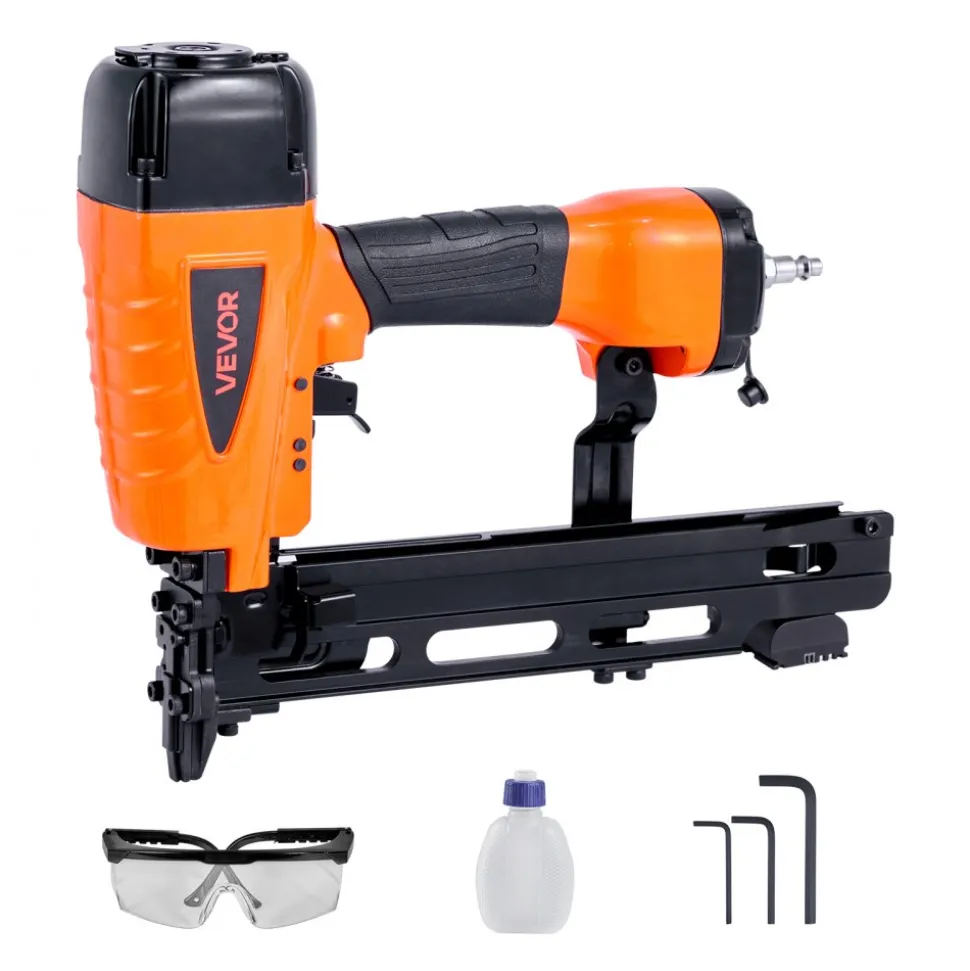 VEVOR Pneumatic Staple Gun, 16 Gauge 7/16-inch Medium Crown Pneumatic Stapler 1" to 2" Length, 70-120PSI Heavy Duty Air-Powered Staple Gun for Roof Decking, Wall Sheathing, Fencing and Subflooring